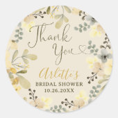 Dank u boho bloemenherfst chique vrijgezellenfeest ronde sticker (Voorkant)