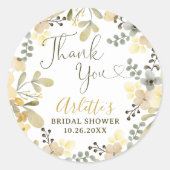 Dank u boho bloemenherfst chique vrijgezellenfeest ronde sticker (Voorkant)