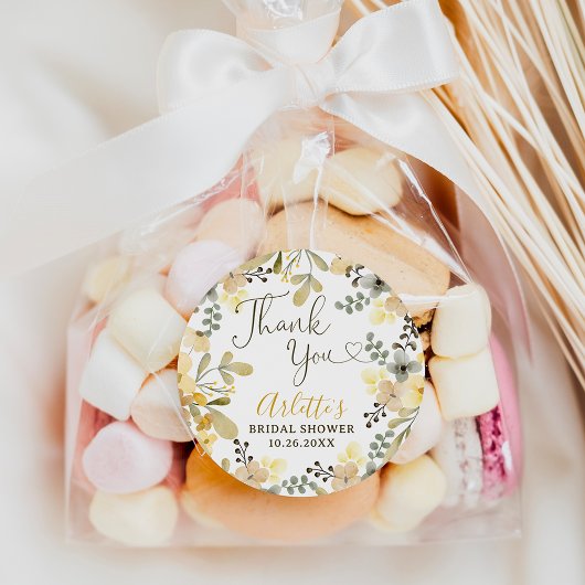 Dank u boho bloemenherfst chique vrijgezellenfeest ronde sticker