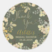 Dank u boho bloemenherfst chique vrijgezellenfeest ronde sticker (Voorkant)