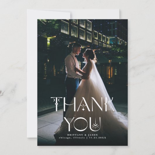 Dank u Boho bruiloft verticale foto Bedankkaart (Voorkant)