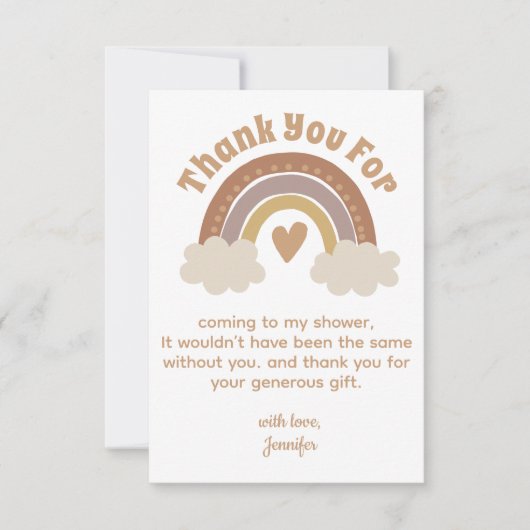 dank u boho rainbow baby shower stijlvolle kaart (Voorkant)