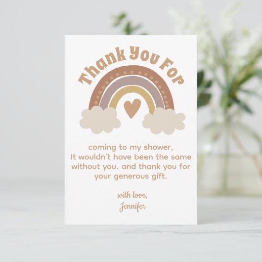 dank u boho rainbow baby shower stijlvolle kaart (Staand voorkant)