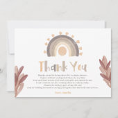 Dank u boho regenboog zonneschijn baby shower bedankkaart (Voorkant)