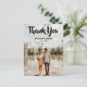 Dank u Bold Script Trouwfoto Briefkaart (Staand voorkant)