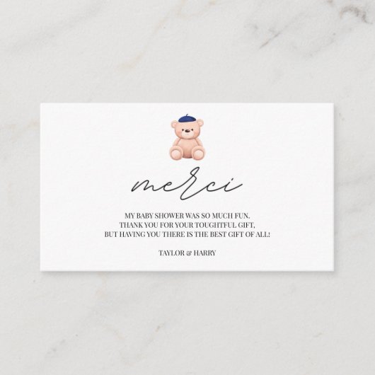 Dank u, Bonjour Bebe, Frans baby shower Informatiekaartje (Voorkant)