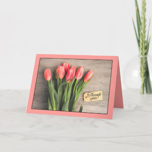 Dank u bos van roze tulpen foto feestdagen kaart