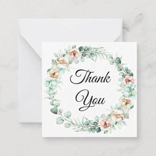 Dank u, Botanische Eucalyptus bruiloft Notitiekaartje (Voorkant)