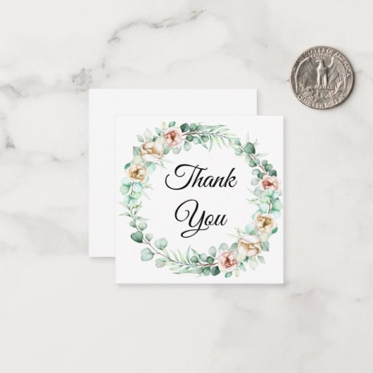 Dank u, Botanische Eucalyptus bruiloft Notitiekaartje (Voorkant / Achterkant in situ)