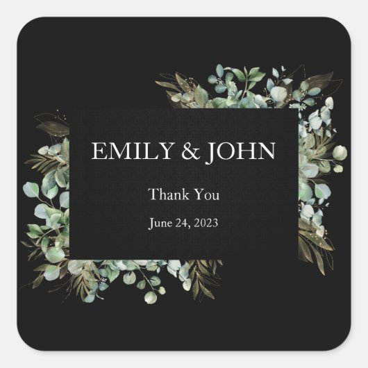 Dank U Botanische Eucalyptus Goudblad Ontwerp Vierkante Sticker (Voorkant)