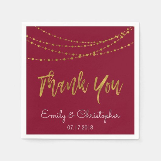 Dank u Bourgondië en Gold Foil String Lights Servetten (Voorkant)