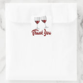 Dank u Bourgondische rode wijnglazen bruiloft Vierkante Sticker (Tas)