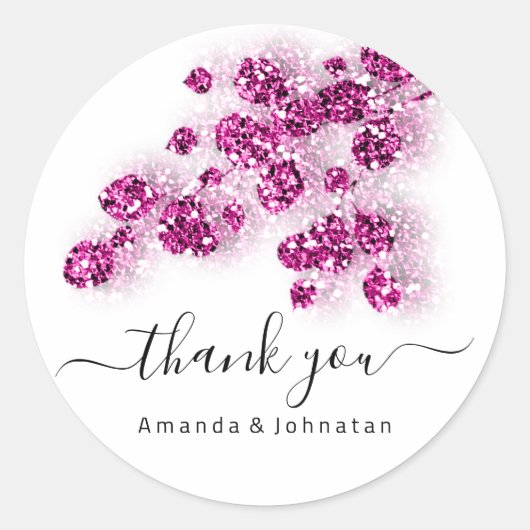 Dank u Bridal Sweet16th Floral Glitter Wit Ronde Sticker (Voorkant)