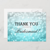 Dank u Bridesmaid Beach Ombre Glitter Lights Briefkaart (Voorkant / Achterkant)