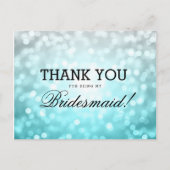 Dank u Bridesmaid Beach Ombre Glitter Lights Briefkaart (Voorkant)