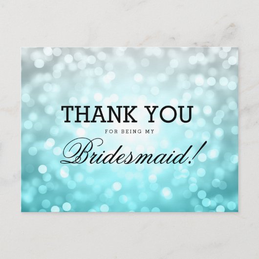 Dank u Bridesmaid Beach Ombre Glitter Lights Briefkaart (Voorkant)