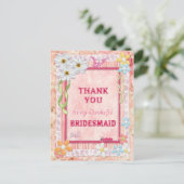 Dank u, Bridesmaid, een kaartje voor de bloemen Briefkaart (Staand voorkant)