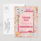 Dank u, Bridesmaid, een kaartje voor de bloemen Briefkaart (Voorkant / Achterkant)