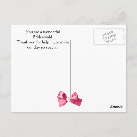 Dank u, Bridesmaid, een kaartje voor de bloemen Briefkaart (Achterkant)