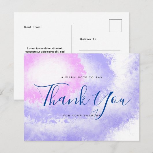Dank u Briefkaart afgeronde waterverf stijl (Voorkant / Achterkant)