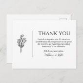 Dank u Briefkaart - bruiloft, minimalistisch (Voorkant / Achterkant)