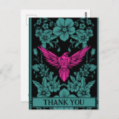 Dank u briefkaart. Exotische roze vogel, schemerig Briefkaart (Voorkant / Achterkant)