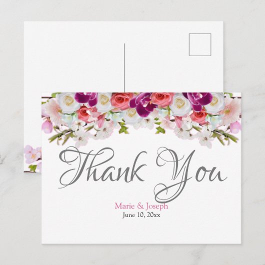 Dank u Briefkaart - Floral01 (Voorkant / Achterkant)