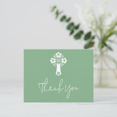 Dank u Briefkaart Floral doop Sage Green (Staand voorkant)