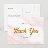 Dank u Briefkaart gouden tekst Waterverf stijl (Voorkant / Achterkant)