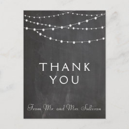 Dank u briefkaart snaarlichten op krijtbord