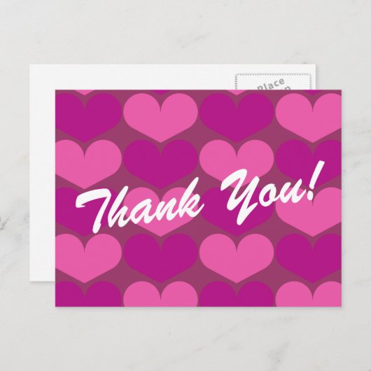 Dank u briefkaarten met hart print (Voorkant / Achterkant)
