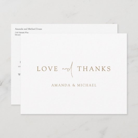 Dank u Briefkaarten voor huwelijksgasten en cadeau (Voorkant / Achterkant)