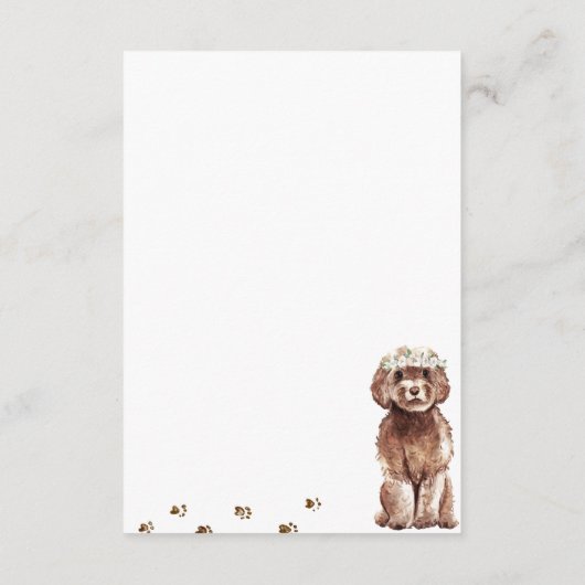 Dank u Brown Cavapoo puppy hond bruiloft Informatiekaartje (Achterkant)