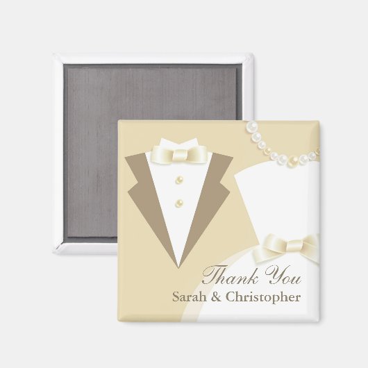 Dank u bruid & bruidegom bruiloft magneet (Voorkant / Achterkant)