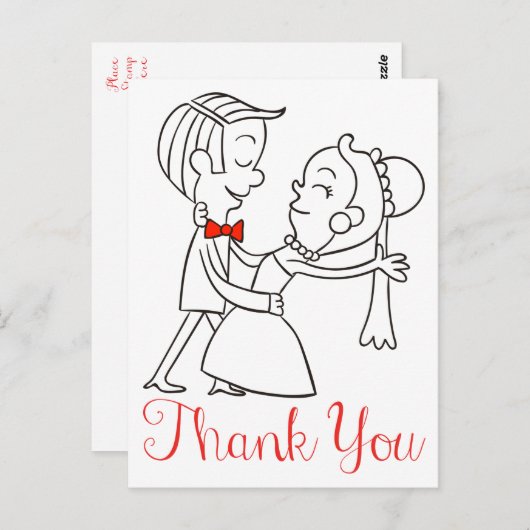 Dank u bruid en bruidegom zwart-wit bruiloft briefkaart (Voorkant / Achterkant)