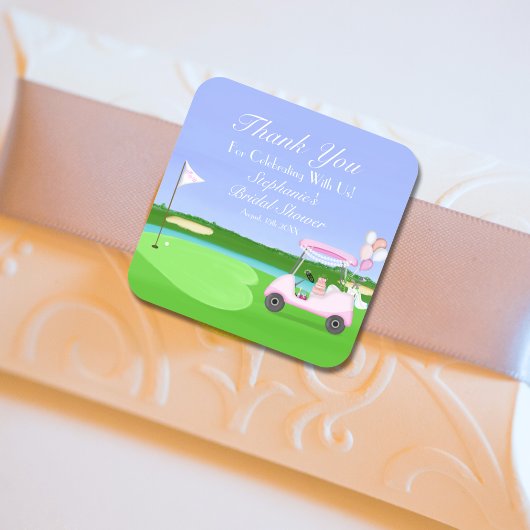 Dank U Bruids Golf Bruidsborrel Brunch Vierkante Sticker