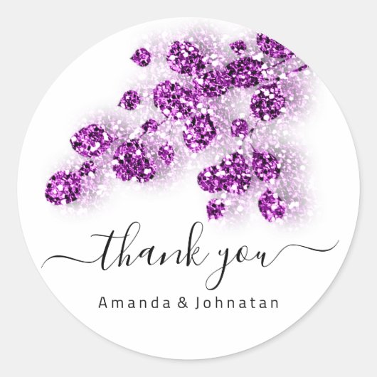 Dank u Bruids Sweet16th Bloemen Glitter Roze Ronde Sticker (Voorkant)