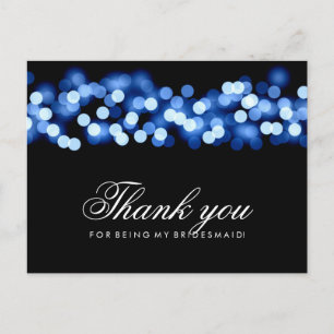 Dank u bruidsmeisje Blue Hollywood Glam Briefkaart