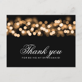 Dank u bruidsmeisje Gold Hollywood Glam Briefkaart