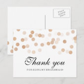 Dank u bruidsmeisje koperen Folie glitter lichten Briefkaart (Voorkant / Achterkant)