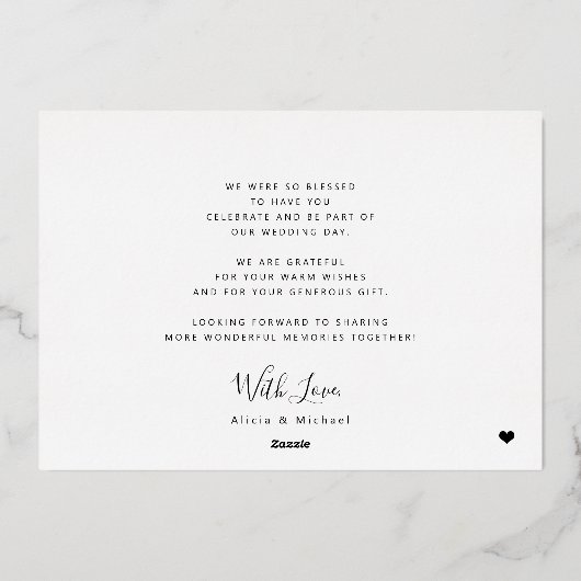 Dank u bruiloft 3 foto elegante gouden folie kaart