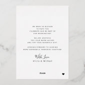 Dank u bruiloft 4 foto goud typografie modern folie uitnodiging (Achterkant)