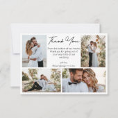 Dank u bruiloft 4 foto's collage minimalist kaart (Voorkant)