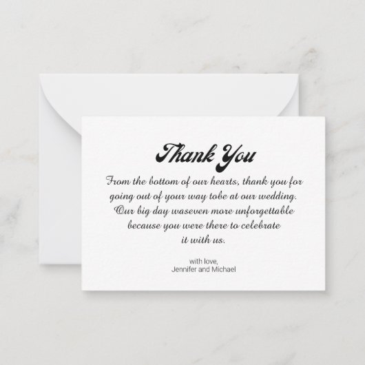 dank u bruiloft 4 foto's collage retro script notitiekaartje (Achterkant)