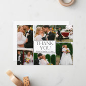 dank u bruiloft 6 foto's collage stijlvol notitiekaartje (Voorkant / Achterkant in situ)