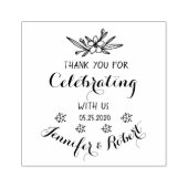 Dank u Bruiloft Bloemen Monogram Stamp Rubberstempel (Afrduk)
