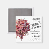 Dank u bruiloft boeket bloem Nikah Walima Magneet (Voorkant / Achterkant)