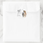 Dank u bruiloft bruid bruidegom terug Waterverf kl Ronde Sticker (Tas)