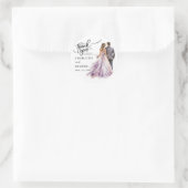 Dank u bruiloft bruid bruidegom terug Waterverf Ronde Sticker (Tas)