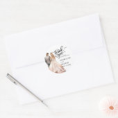 Dank u bruiloft bruid bruidegom terug Waterverf Ronde Sticker (Envelop)